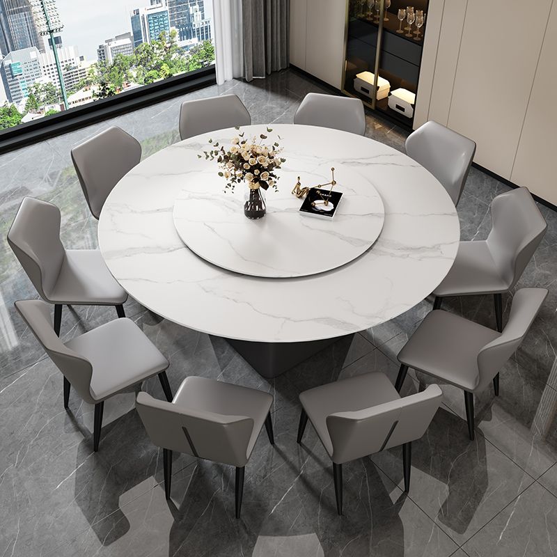 Stone Round Table Contemporary Dining Site Table with Turntable