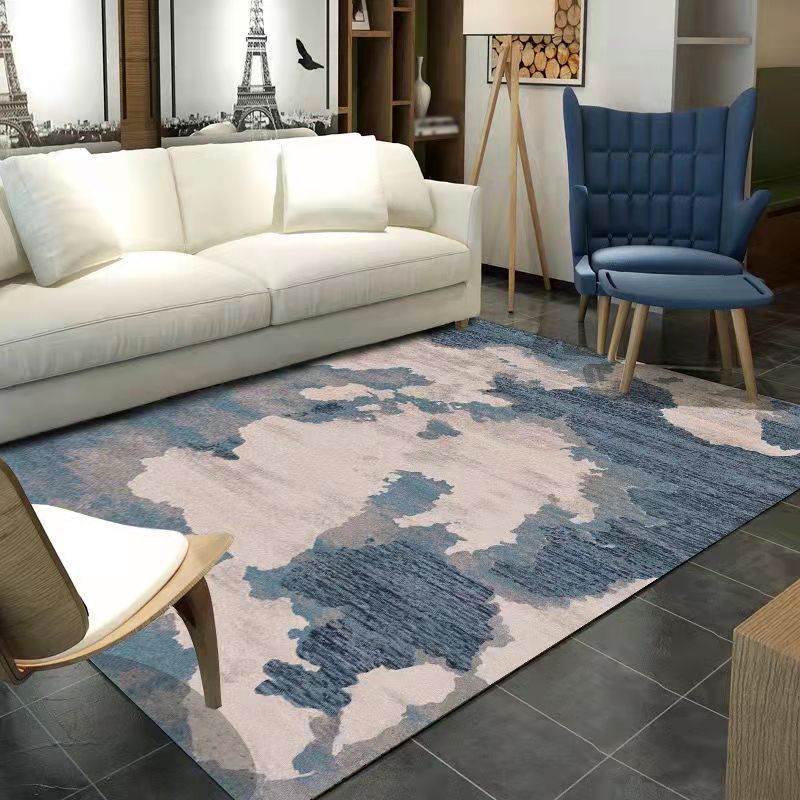 Grey Modern Rug Polyester Irregular Fringe Rug Washable Rug for Home Decor