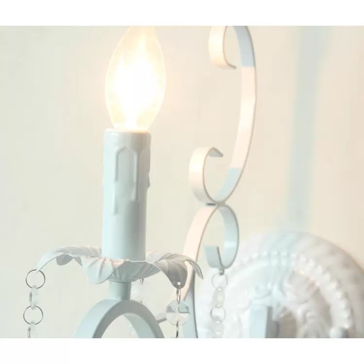 Metalen kaarslicht licht met kristal deco 1 kop traditionele wandlamp in wit voor gang
