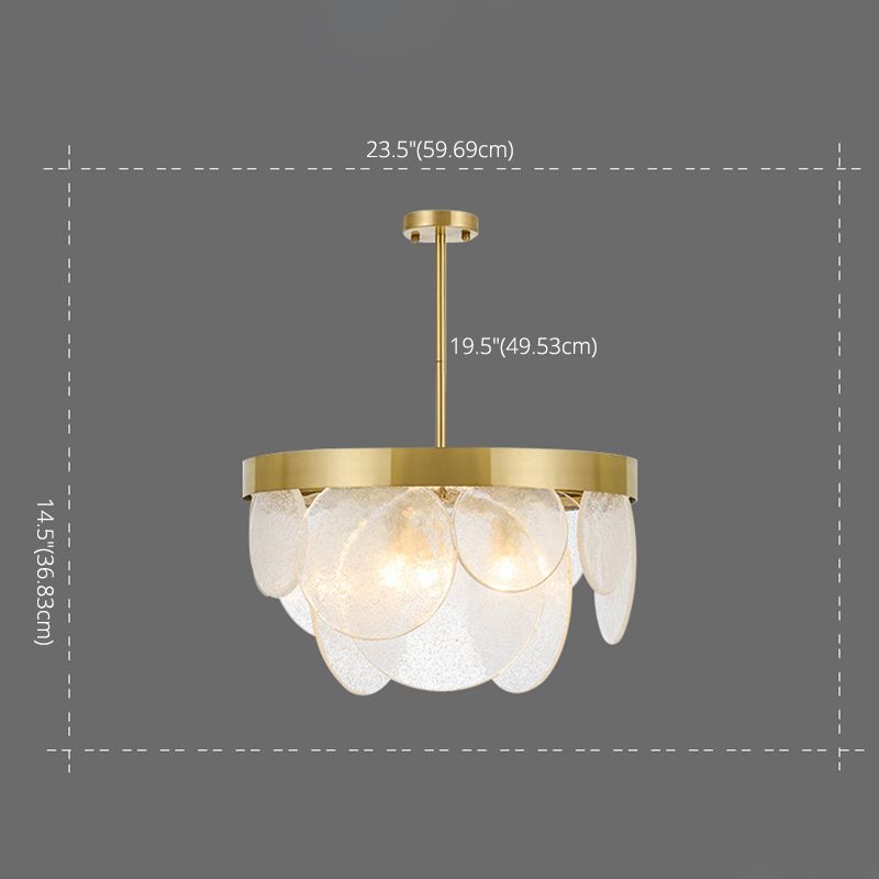 Abgerundete Blech ausgesättetes Glas Kronleuchter hell golden elektropliert Edelstahl -Beleuchtungsbehandlung für Schlafzimmer Wohnzimmer