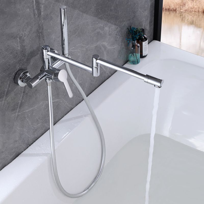 Wall Mounted Metal Tub Filler Low Arc Waterfall Bathroom Faucet with Hose
