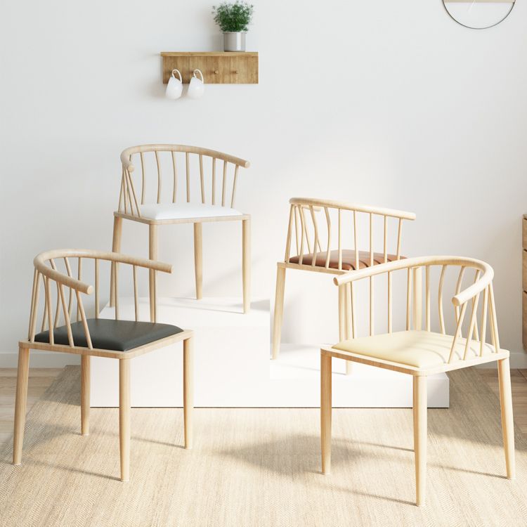 Contemporary Metal Dining Room Chairs Upholstered Armchair for Home Use