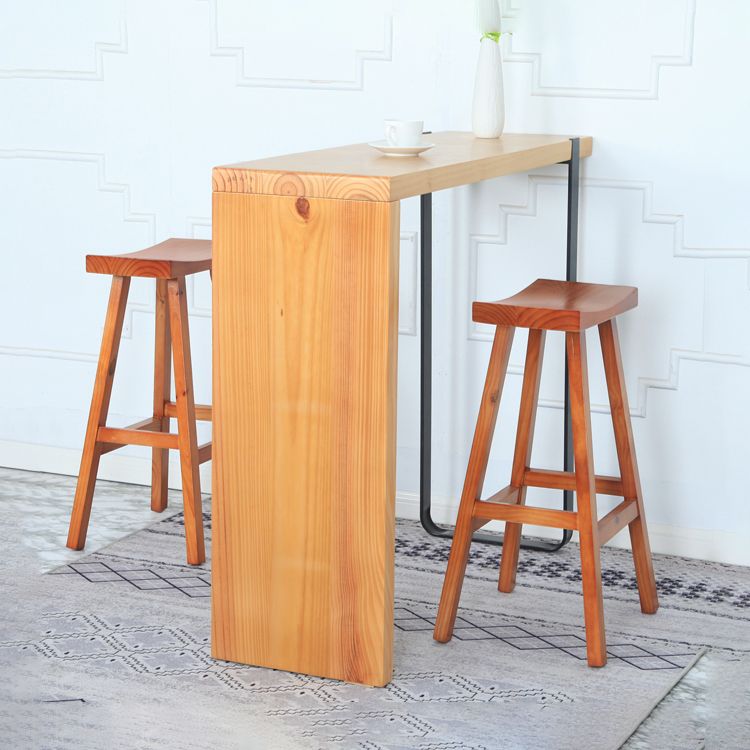 Industrial Solid Wood Bar Stool Backless Counter Stool for Outdoor