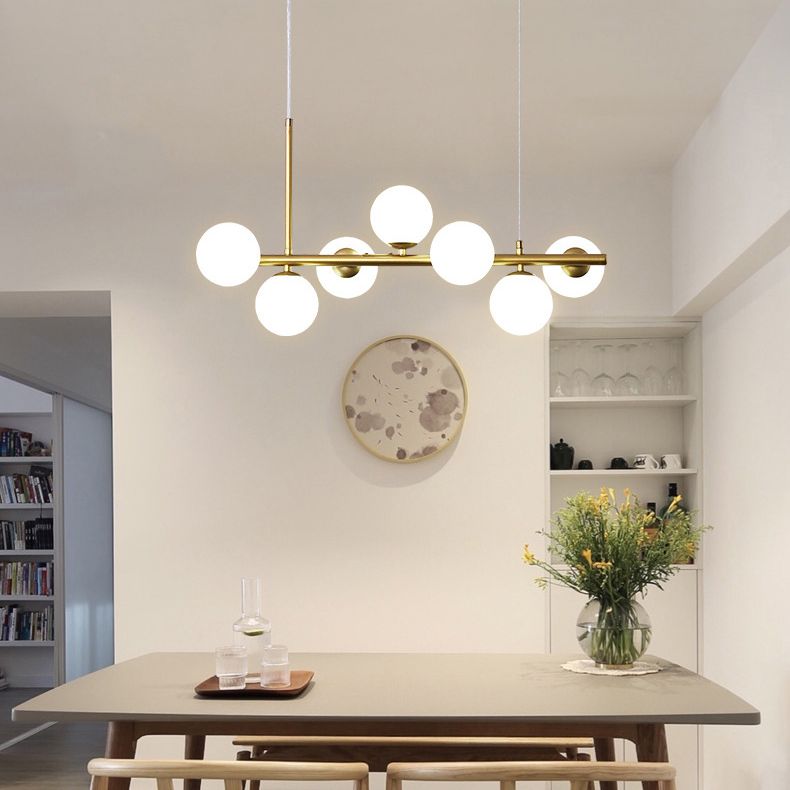 Round Island Chandelier Lights Contemporary Glass Chandelier Lighting Fixtures for Dining Table