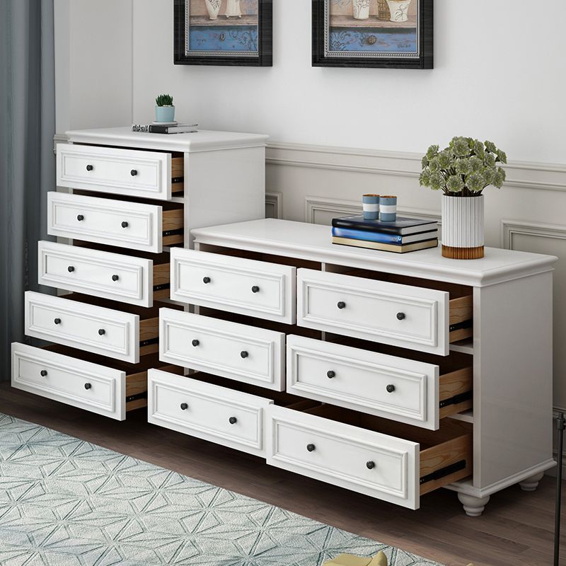 Modern Vertical White Storage Chest with Soft-Close Drawers for Home