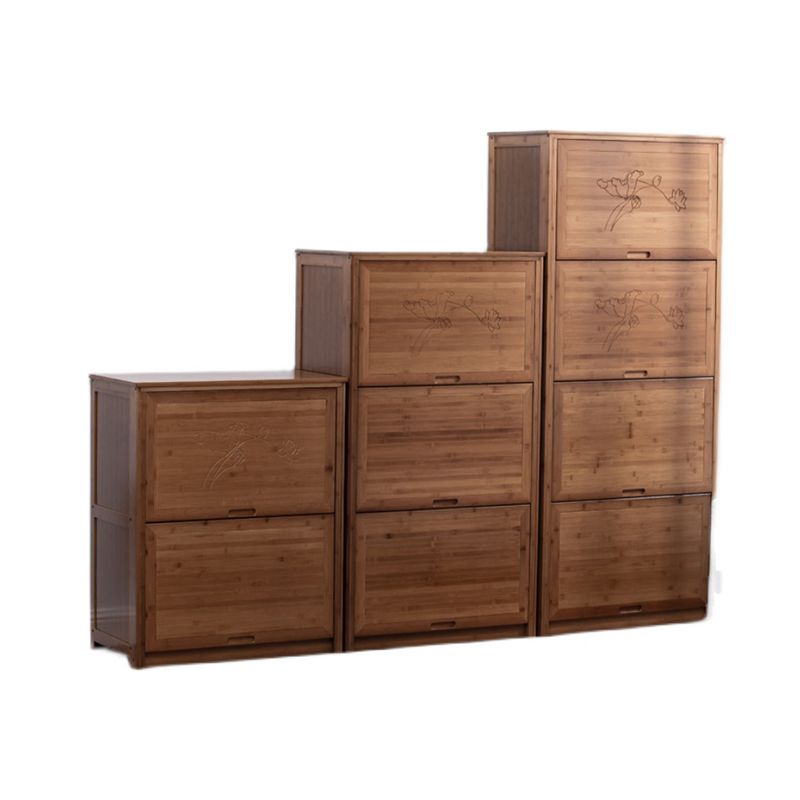 Mid Century Modern  Rectangle Cabinet Brown Accent Cabinet with Doors in Solid Wood