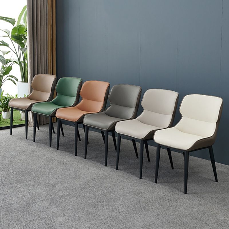 Matte Finish Wingback Chair with Black Legs Contemporary Side Chair for Dining Room