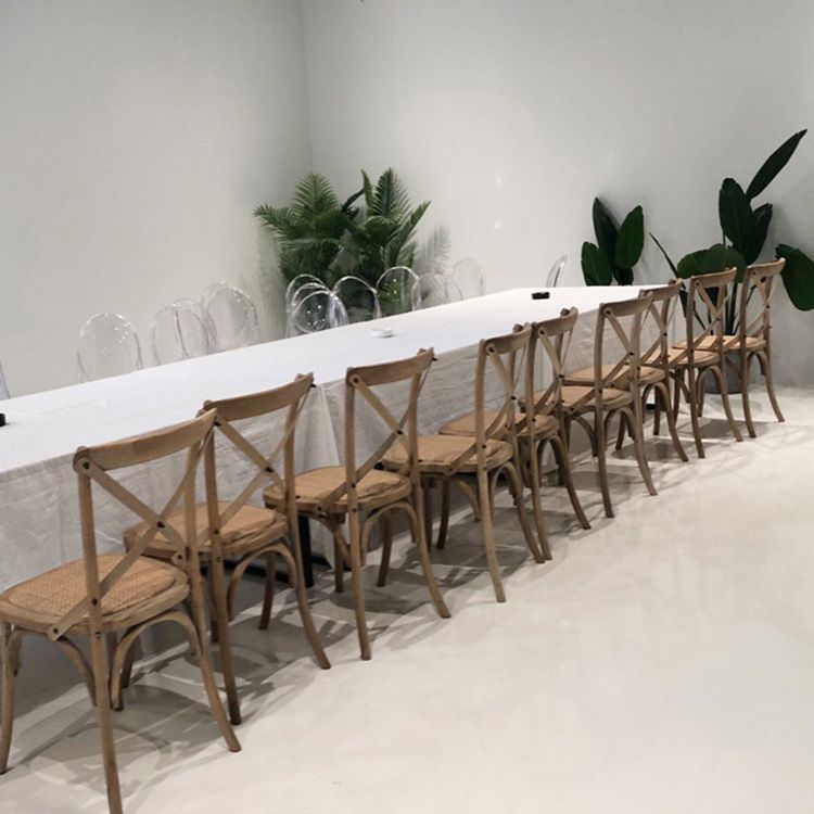 Chaise de salle à manger sans bras de style campagnard en bois courbé de hêtre avec dossier croisé