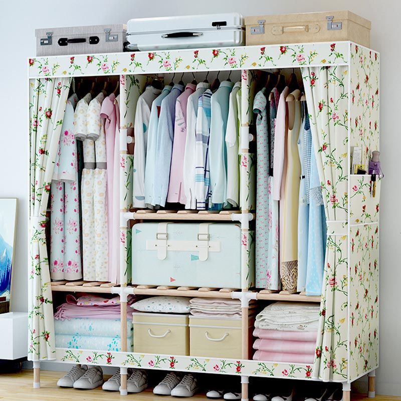 Contemporary Style Wardrobe Armoire Solid Wood Wardrobe Closet with Legs