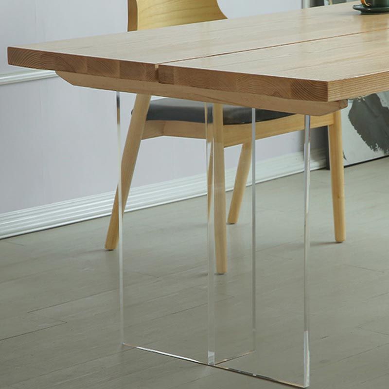 Natural Dining Table Rectangle Contemporary Style Solid Wood Dinner Table