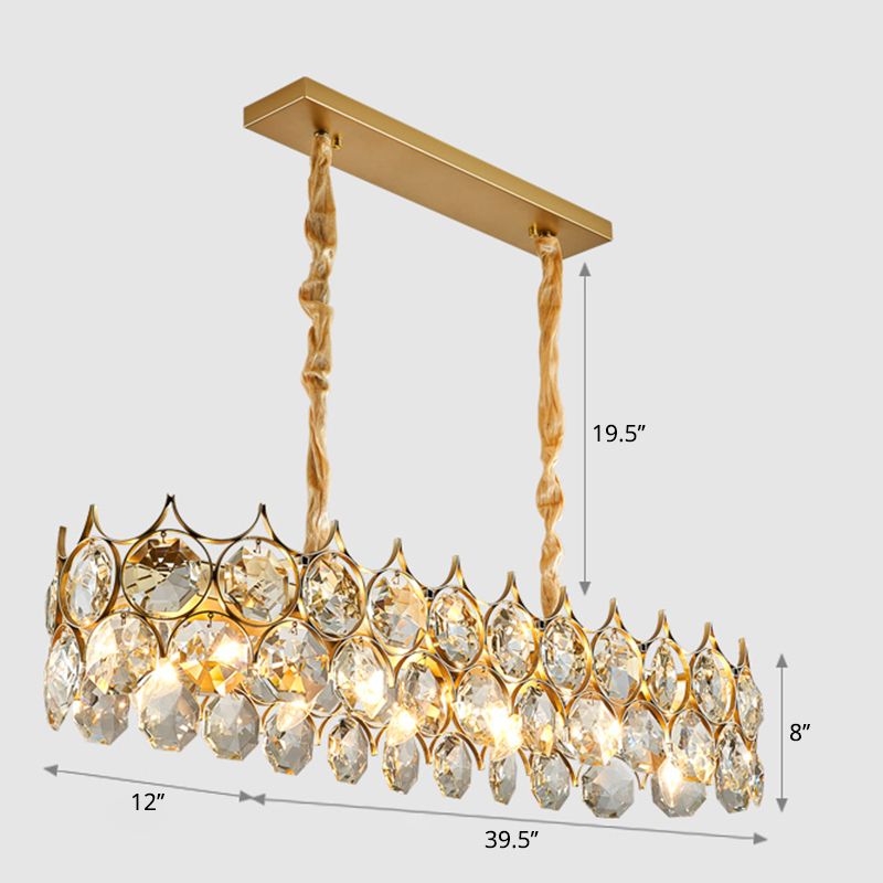 Beveled Cut Crystal Bead Hanging Lamp Postmodern Style Chandelier Pendant Light for Living Room