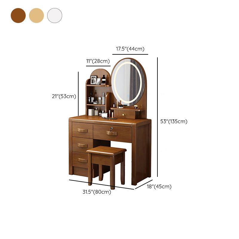 Drawers Included Standing Modern Lighted Mirror Vanity Dressing Table Set