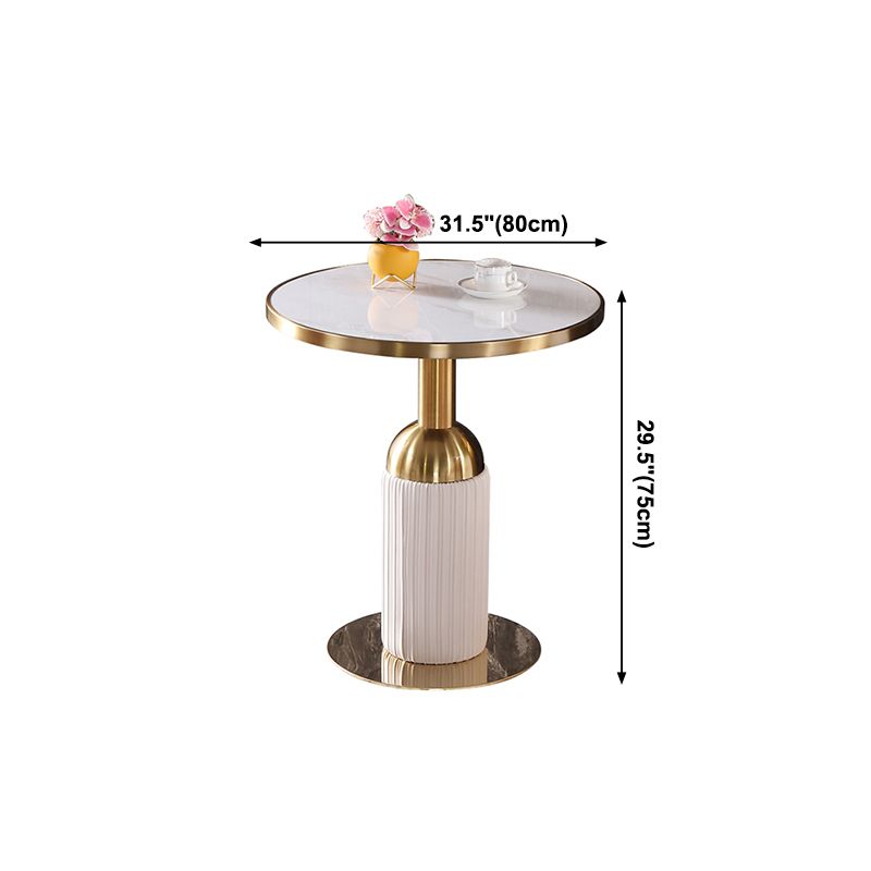 Round Stone Dining Table Traditional Luxury Dining Room Collection with Pedestal Base