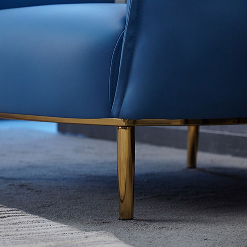 Solid Color Living Room Leather Arms Included with Goldtone Legs Barrel Chair