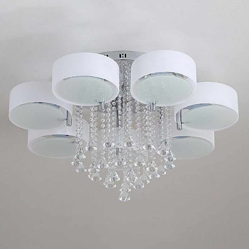 3/5/6/7/9-Light Modern Chrome Flush Mount Lighting LED Ceiling Light with Crystal