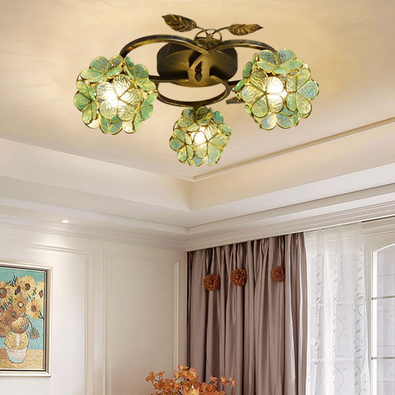3-Light Ceiling Lamp Tiffany Style Glass Ceiling Lighting for Living Room