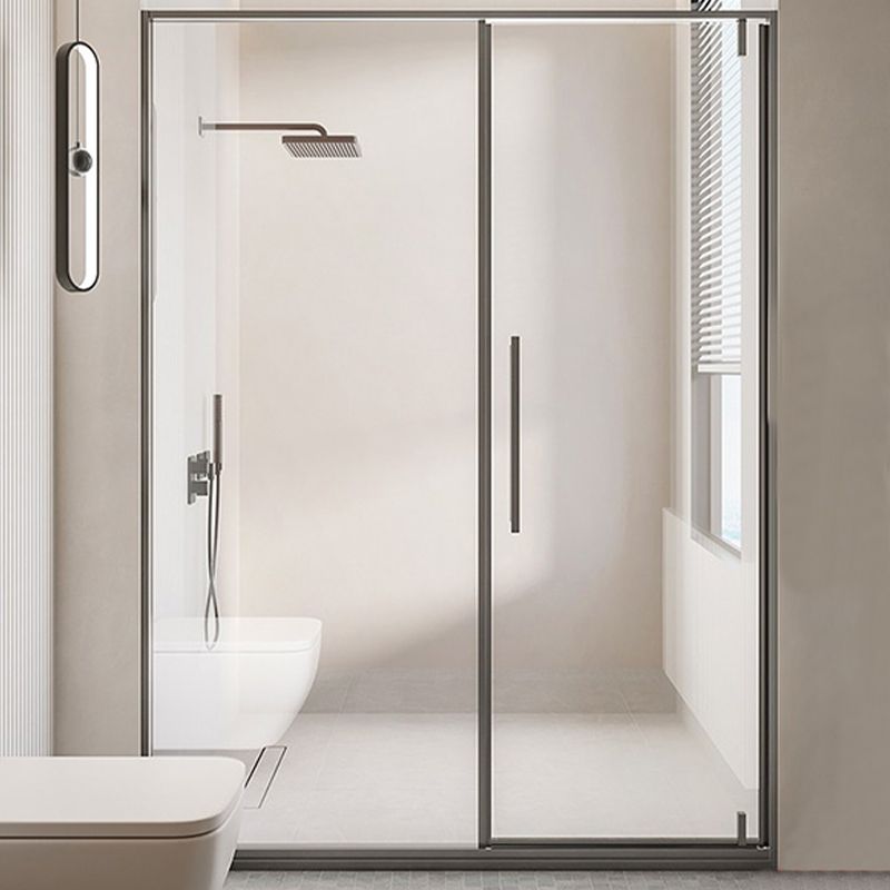 Black Full Frame One-line Pivot Door, Tempered Glass Shower Door