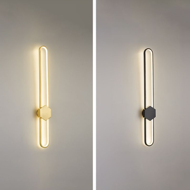 Metal Oval Shape Wall Light Modern Style 1 Light Wall Mount Fixture