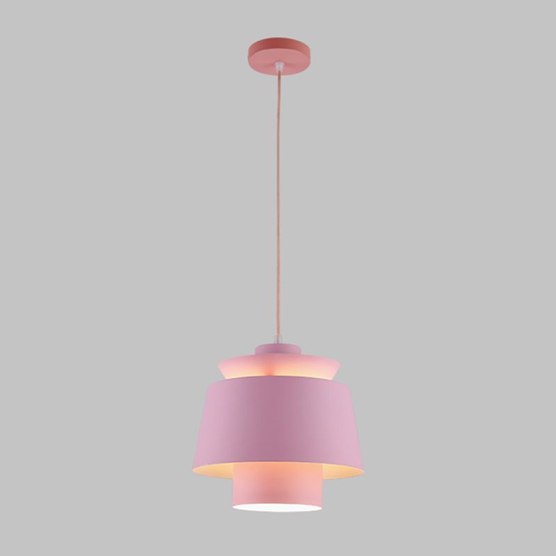 Luminaire pendant multicouche macaron aluminium 1 lampe à chute