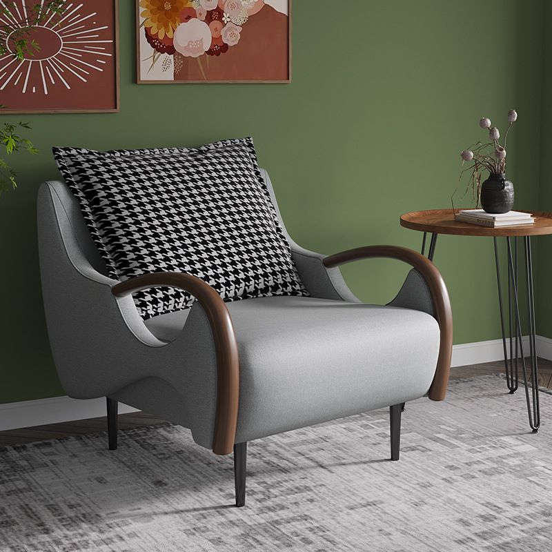 Nordic Bonded Leather Round Arms Pillow Back Accent Room Chair