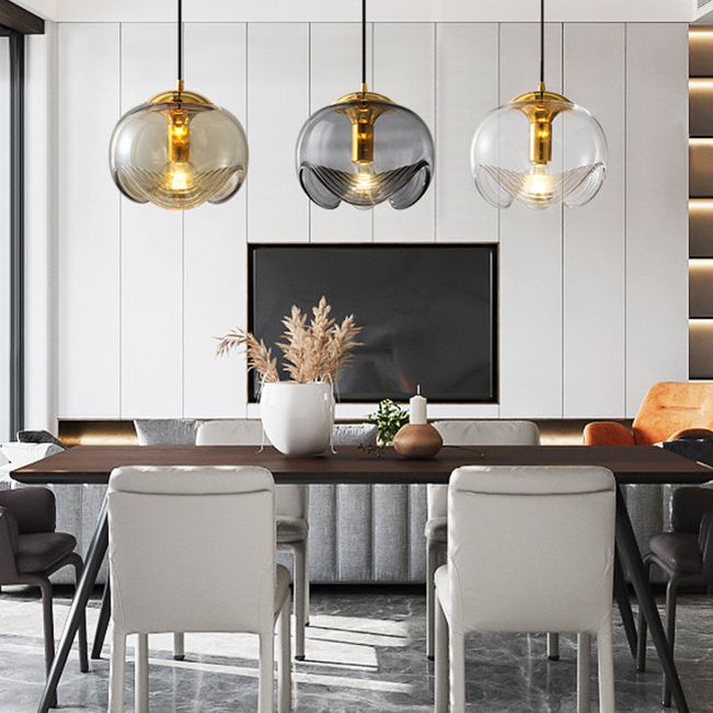 Spherical Shape Hanging Light Modern Style Glass Multi Light Hanging Lamp for Living Room