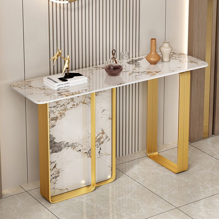 12 inch Wide Accent Table Rectangle Shape Stone Console Table for Hall