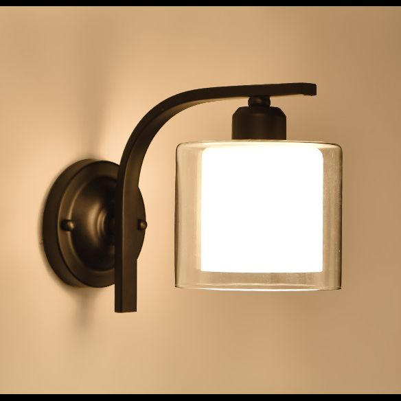 Cylinder Sconce Wall Light Nordic Minimalist Style Glass 1 Light Sconces for Living Room