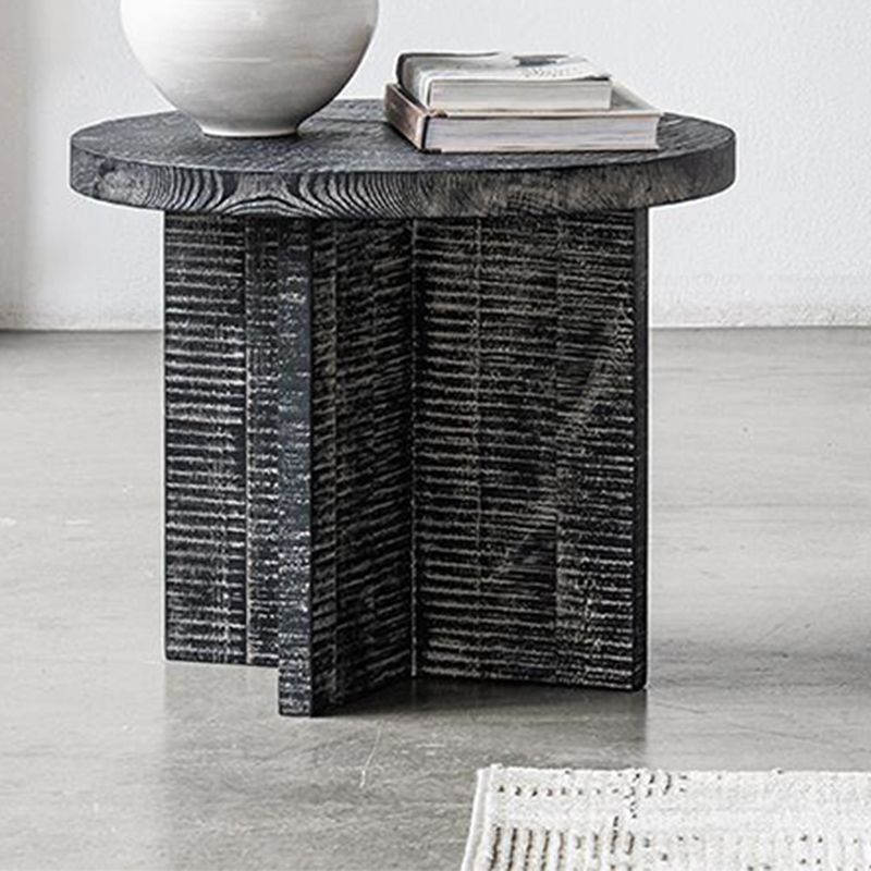 Contemporary Wooden Coffee Table Round Espresso Wood Cocktail Table