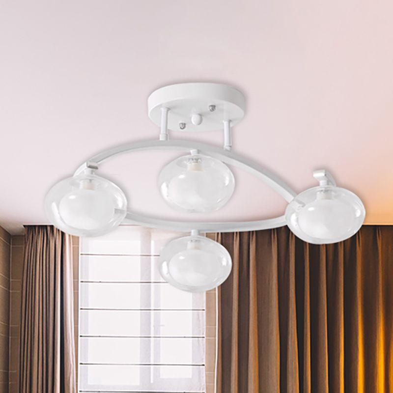Mont semi-plafond du bras Twist avec une teinte ovale lampe au plafond en métal contemporain pour le café
