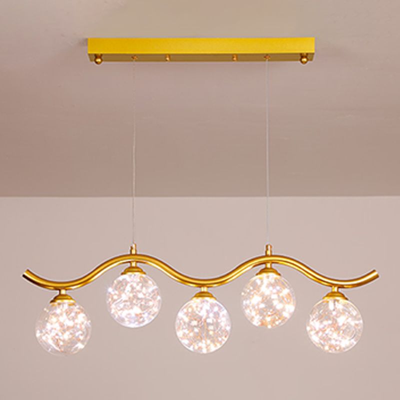 Kugelförmige Forminselanhänger zeitgenössisches Glas 5 leichte hängende Lichter
