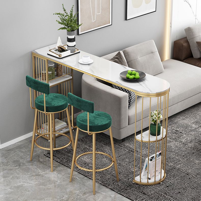 Modern Pub Table Iron Pedestal Bistro Table with Storage Rack