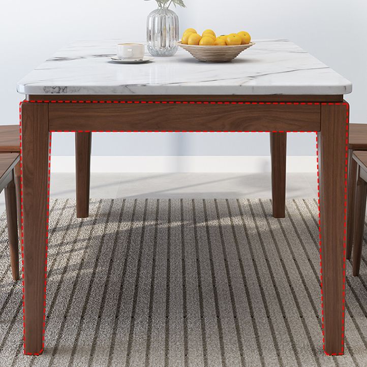 Scandinavian Solid Wood Base Dining Table Rectangle Formal Dinette Set for Home