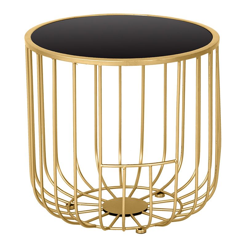 Contemporary Round Top Cocktail Table with Frame Base in Iron