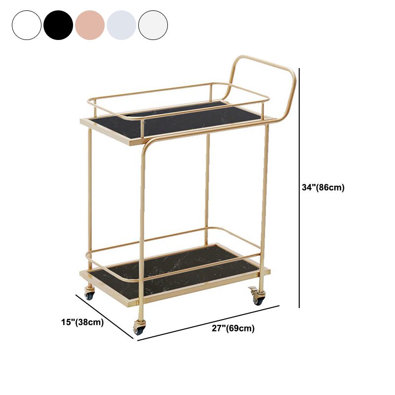 33.86" High Modern Style Rectangle Prep Table Rolling Metal Prep Table for Home