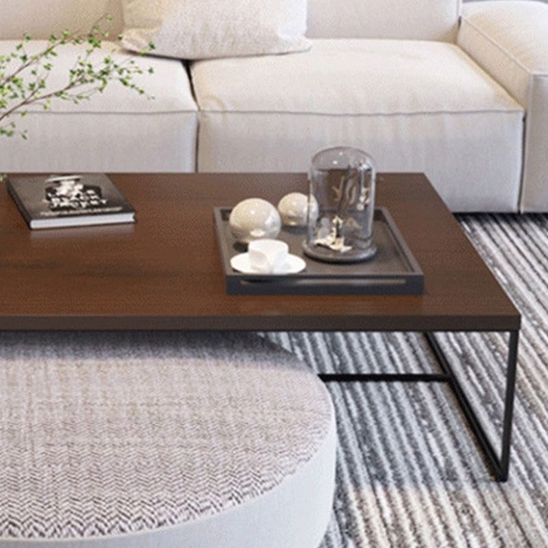 13.78"  H Modern Rectangle Wooden Coffee Table Metal Sled Cocktail Table