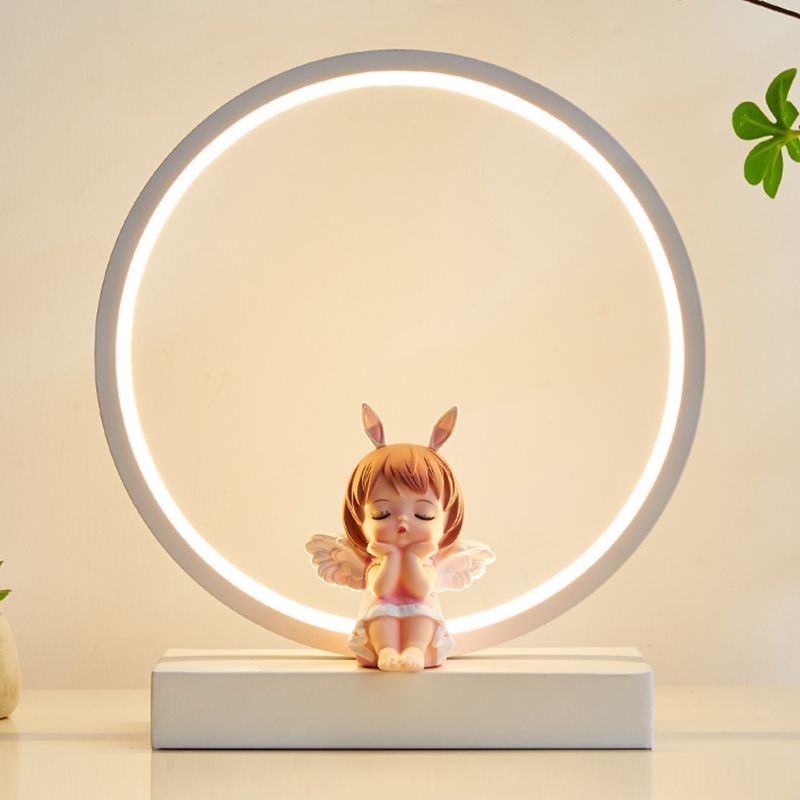 Modern Style Circle Shape Table Light Metal 1 Light Nightstand Lamps for Table