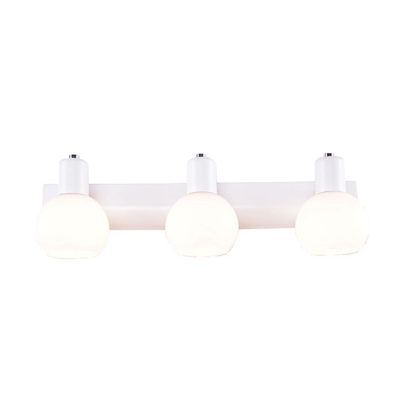 Dome Bath Vanity Light Fixture Minimalistic Satin Opal Glass Wall Mounted Lighting