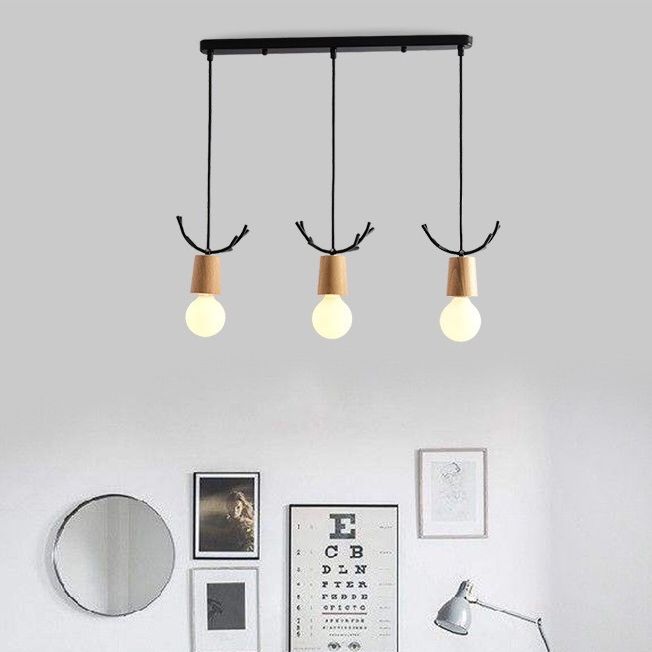 Eetkamer hangend licht licht lampje hangend plafondlicht met geweien houten schaduw