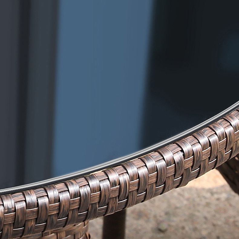 Modern Tempered Glass Outdoor Table Set 1/5/7 Pieces Bistro Table Set with Rat Base