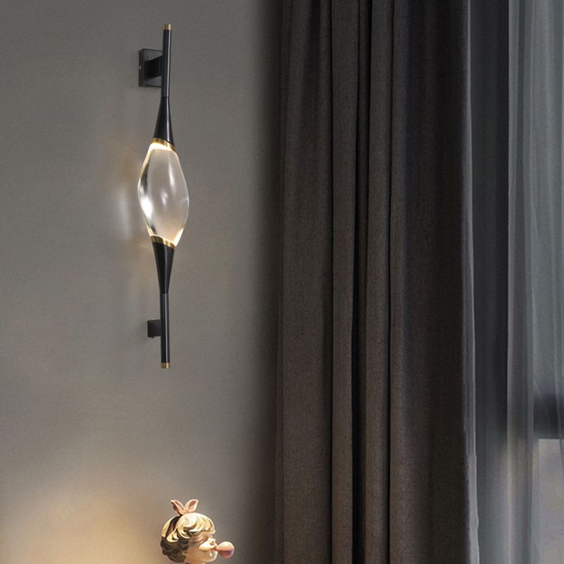Modern Brass Wall Light Teardrop Shape Wall Sconce with Crystal for Living Room