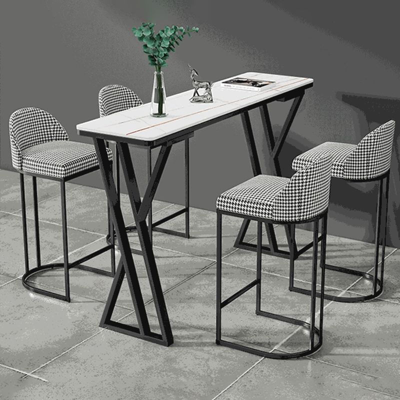 Modern 1/2/5 Pieces Bar Table Set Rectangle Bar Table with Metal High Stools