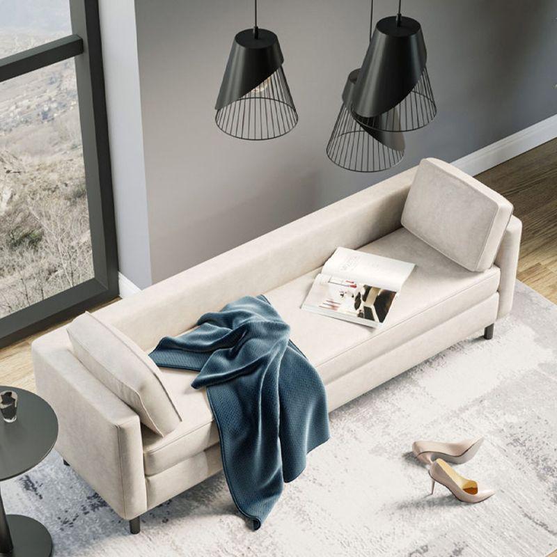 Modern Upholstered Seating Bench Rectangle Bench with Wooden Base for