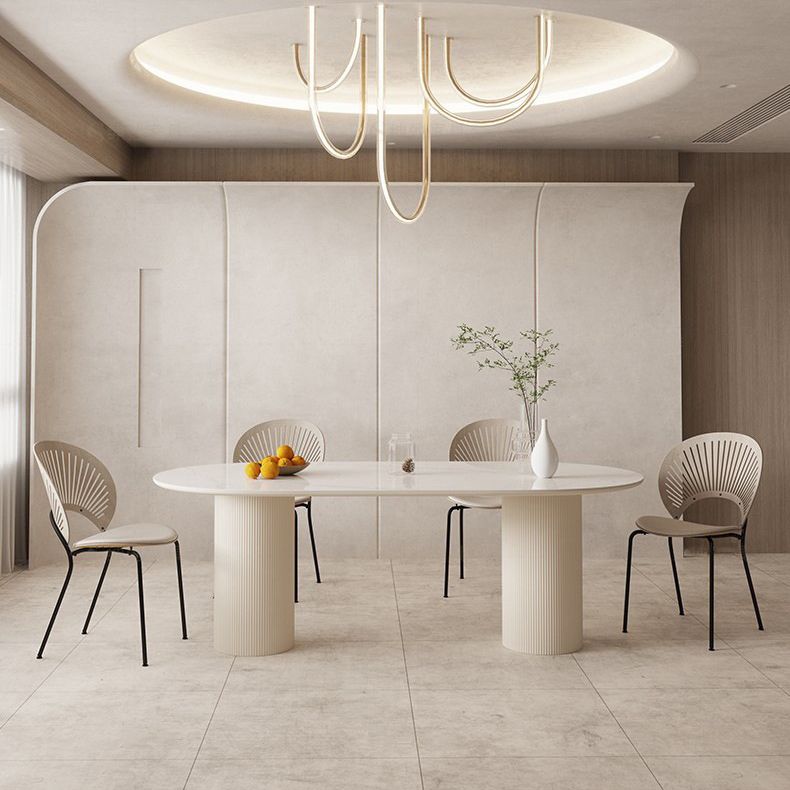 Modern Style Oval Table Set 1/4/5/6/7 Pieces Dining Set with Metal Legs