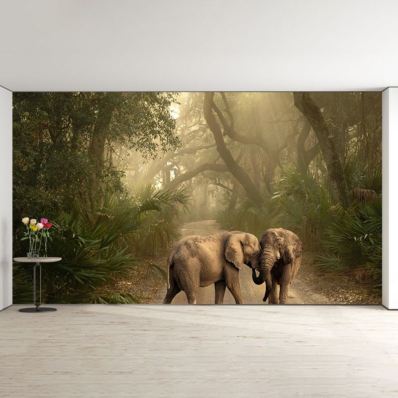 Contemporary Huge Elephant Mural Stain Resistant Wall Art for Living Room