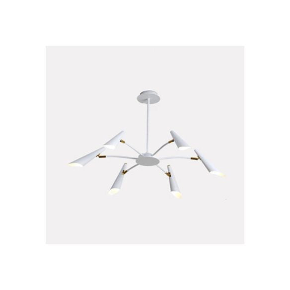 Lámpara de techo de araña negra/blanca 6/8 luces araña colgante de metal contemporánea