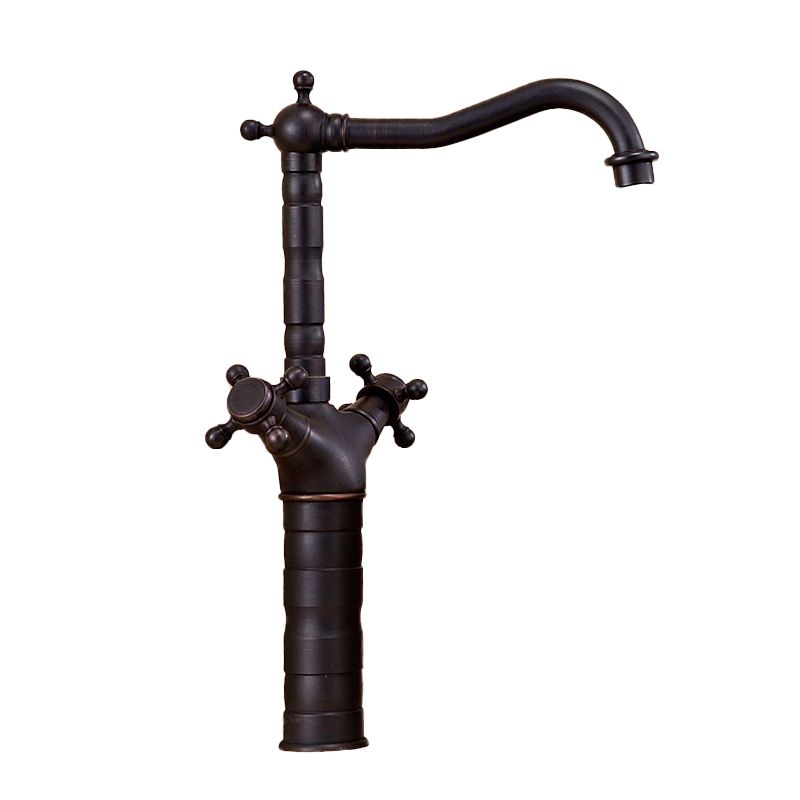 Glam Vessel Sink Bathroom Faucet Brass Cross Handles Swivel Spout Lavatory Faucet