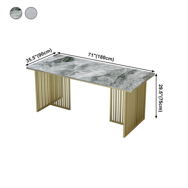 Mesa de comedor de piedra sinterizada de lujo Mesa de interior rectángulo con base de pedestal doble