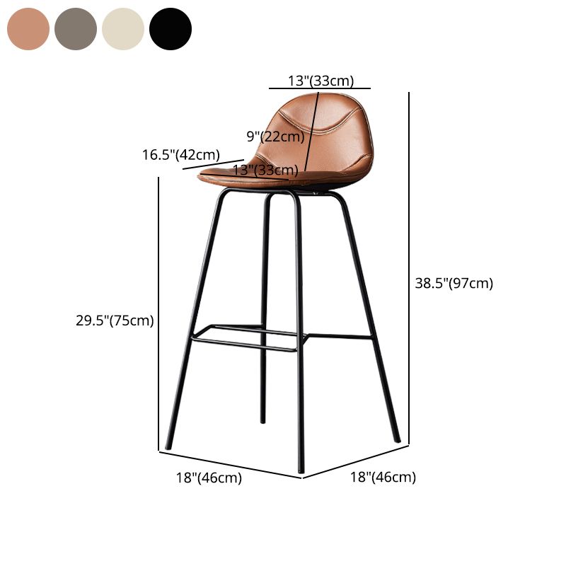 Taburetes industriales de cuero para mostrador de hierro, taburetes de bar con respaldo bajo y 4 patas para cocina