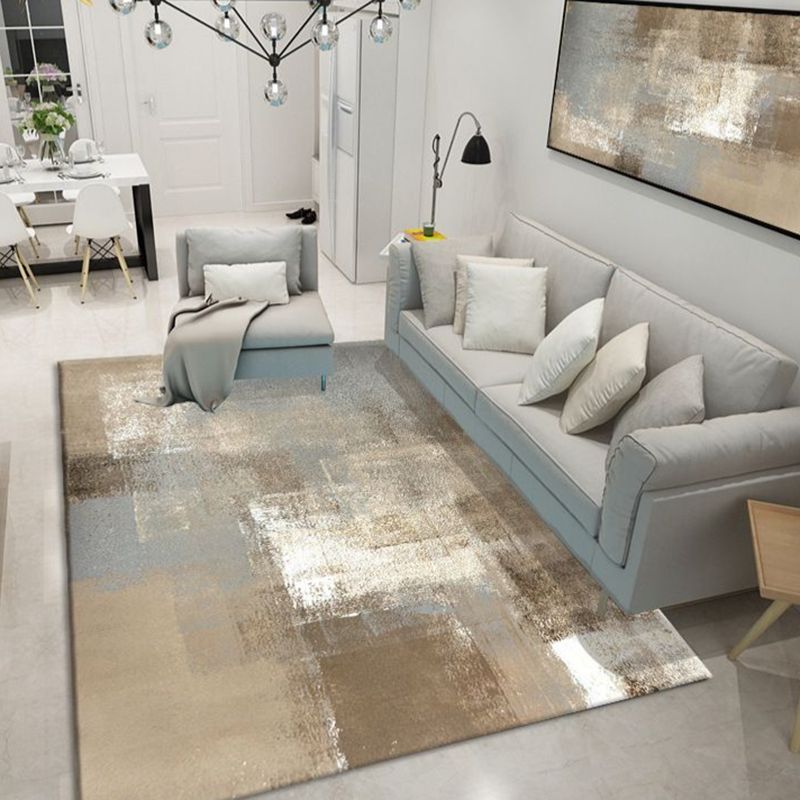 Brown Modern Indoor Carpet Polyester Abstract Area Rug Anti-Split Carpet for Indoor Room