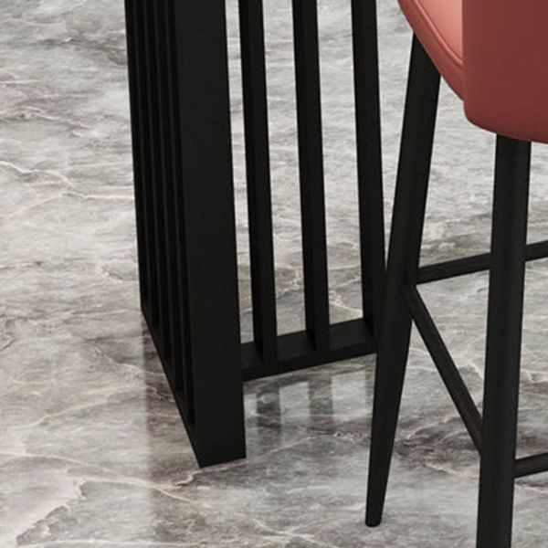 Contemporary Bar Table Stone Top Black double Pedestal Bar Table